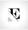 capital e letter is inserted in the paper slot vector image