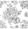 floral engraved seamless pattern flower garden vector image