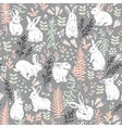 floral pattern with white hares vector image