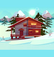 cartoon luxury hotel chalet winter resort vector image