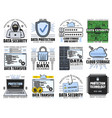cloud storage internet data security icons vector image