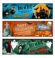 halloween horror party banner for october holiday vector image