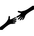 two arms hands black silhouette reaching to each vector image