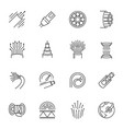 fibre cable thin line icons set isolated on white vector image vector image