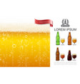 realistic frothy lager beer concept vector image vector image