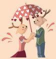 deer is umbrella for other with love vector image vector image