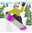 young man jumping with snowboard at ski resort vector image