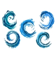 blue rounded sea waves set vector image vector image
