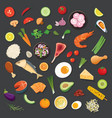 food and ingredients background flat design vector image