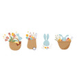 happy easter vintage style easter rattan baskets vector image