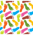 human paint footprints pattern colorful background vector image vector image
