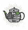 typography sketch with teapot silhouette vector image