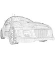 racing car isolated wire-frame line on background vector image vector image