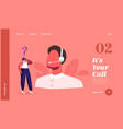 operator in headset working on hotline help client vector image vector image