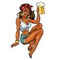 pretty pin up girl holding beer mug vector image