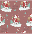 seamless pattern with santa claus and birds vector image