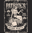 patrick day vintage monochrome poster vector image vector image
