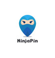 abstract ninja pin logo icon on white background vector image vector image