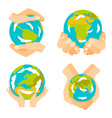 globe earth in hand icon vector image