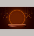 happy deepavali banner wiith 3d podium in brown vector image vector image