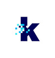 k letter lowercase pixel mark digital 8 bit logo vector image vector image