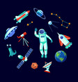 trendy space elements flat pictures collection vector image