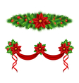garlands with poinsettia holly pine on white vector image vector image