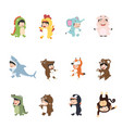 kids wearing animal in carnival costumes set vector image