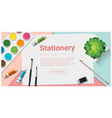 stationery scene mock up with art supplies vector image