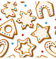 christmas seamless pattern with gingerbread vector image