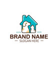 house for cat and dog pet care logo with home vector image