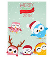christmas background with owl vector image