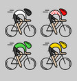 four flat bicyclists side view vector image