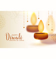 happy diwali wishes card with isolated lamp vector image vector image