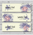 set three horizontal cards with palm trees sun vector image vector image