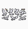 quirky cute dove cartoon outline logo icon set vector image vector image