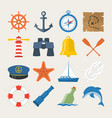 nautical sea related icon set in flat style vector image