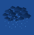 paper cut rainy sky dark clouds with raindrops vector image vector image