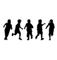 set of silhouettes of running children vector image