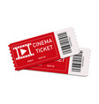 two red cinema tickets isolated on white vector image
