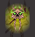 horned skull with bone vector image