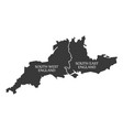 south west and east england map uk vector image