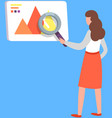 woman analyses diagram conducts analysis vector image vector image