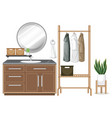 sink counter with clothes hanger on white vector image