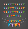 color triangle flags garlands happy new 2019 vector image vector image
