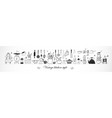 horizontal composition with vintage doodle kitchen vector image