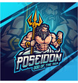 poseidon esport mascot logo design with trident we vector image