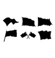 set of silhouettes of waving flags vector image