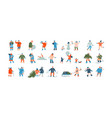 winter people group cartoon characters dressed vector image