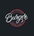 burger hand written lettering logo vector image